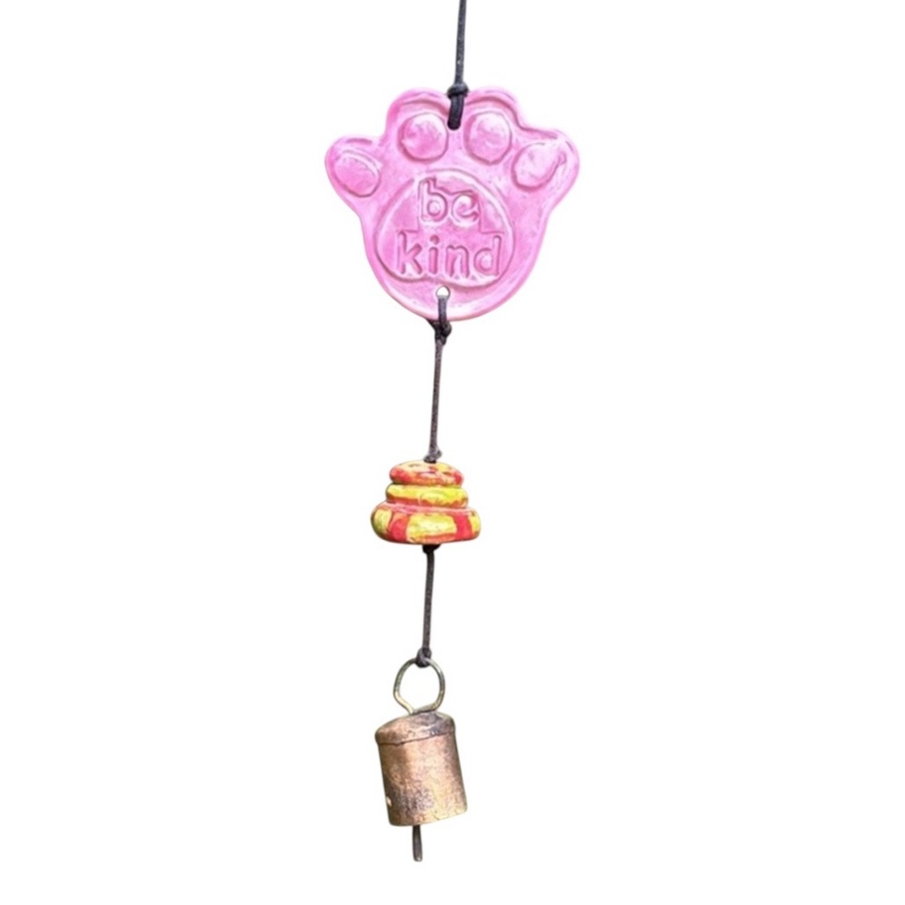 Wind Chime Ceramic Be Kind Paw Print